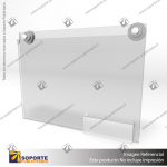 PORTA GRAFICA ACRILICO CON TARJETERO A4 (21*29.7 CMS) MURO HORIZONTAL 2 MM + VENTOSAS