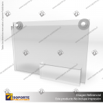 PORTA GRAFICA ACRILICO CON TARJETERO A5 (14.8*21 CMS) MURO HORIZONTAL 2 MM + VENTOSAS