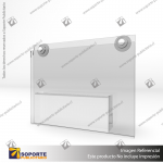 PORTA GRAFICA ACRILICO CON TARJETERO A6 (10.5*14.8 CMS) MURO HORIZONTAL 2 MM + VENTOSAS