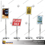 PORTA GRAFICA MARCO CLIP ALUMINIO CON PEDESTAL AJUSTABLE FORMATO A4 (21*29.7 CMS) (C10)