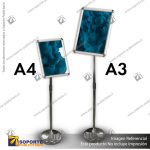 PORTA GRAFICA MARCO CLIP ALUMINIO CON PEDESTAL AJUSTABLE FORMATO A4 (21*29.7 CMS) (C10)