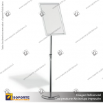 PORTA GRAFICA MARCO CLIP ALUMINIO CON PEDESTAL AJUSTABLE FORMATO A4 (21*29.7 CMS) (C10)