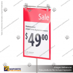 PORTA GRAFICA MINI T EXTENSIBLE MEDIDA AJUSTABLE 19.5*30 A 53 CMS CON PINZAS Y BASE CUADRADA METAL