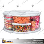 ROTATING CAROUSEL ORGANIZER 9 CONTAINER, 6X3" HEIGHT + 3X6" HEIGHT