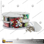 ROTATING CAROUSEL ORGANIZER 9 CONTAINER, 6X3" HEIGHT + 3X6" HEIGHT