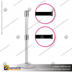 SEPARADOR DE FILAS CROMADO CON DOBLE CINTA RETRáCTIL NEGRA