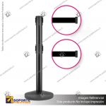 SEPARADOR DE FILAS NEGRO CON DOBLE CINTA RETRáCTIL NEGRA