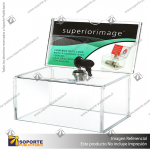 SMALL COIN BOX SIGN HOLDER-WITH LOCK & KEYS 4R CLEAR