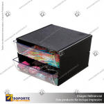 STACKABLES CUBE WITH 2 DRAWERS & 2 METAL CLIPS, BLACK
