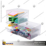 STACKABLES CUBE WITH 2 DRAWERS & 2 METAL CLIPS, BLACK