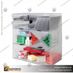 STACKABLES CUBE WITH 2 DRAWERS & 2 METAL CLIPS, CLEAR