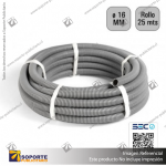 TUBO CORRUGADO GRIS 16MM ROLLO 25 MTS
