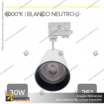 VERSALLES - FOCO LED TRACK LIGHT TRIFASICO COB 30W 4000K BLANCO 36